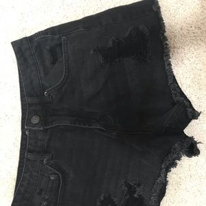 Distressed jean shorts